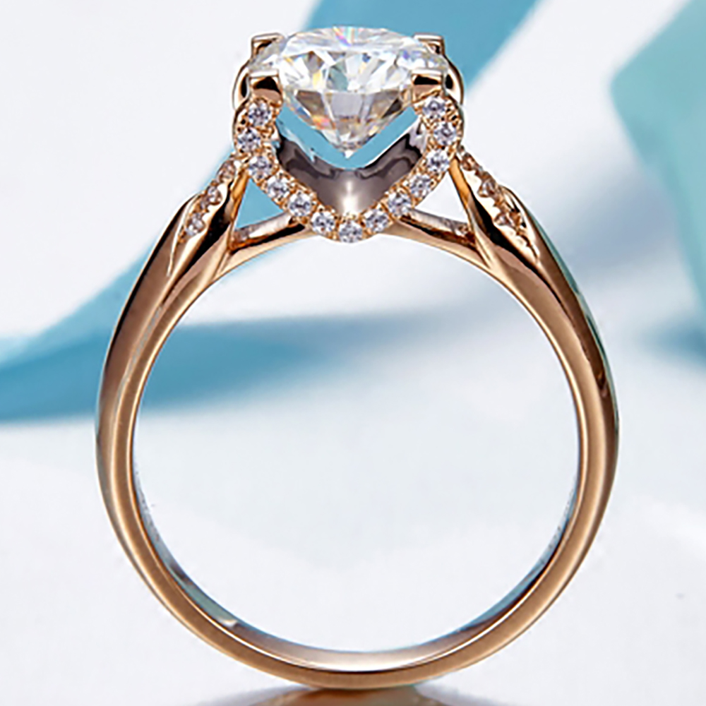 แหวนทองคำขาว 18K Au750 แบบกำหน - Moissanite Engagement Ring 1 Carat บทวิจารณ์และราคา