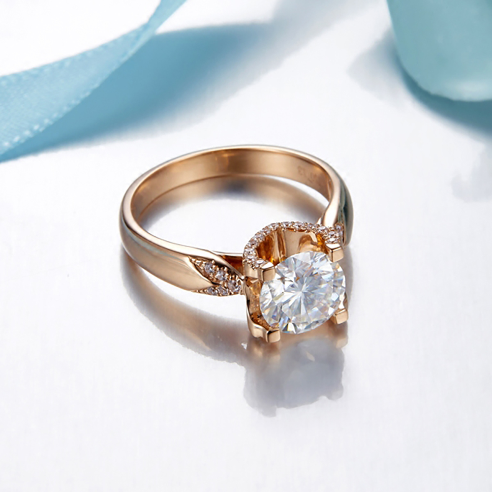 แหวนทองคำขาว 18K Au750 แบบกำหน - Moissanite Engagement Ring 1 Carat บทวิจารณ์และราคา