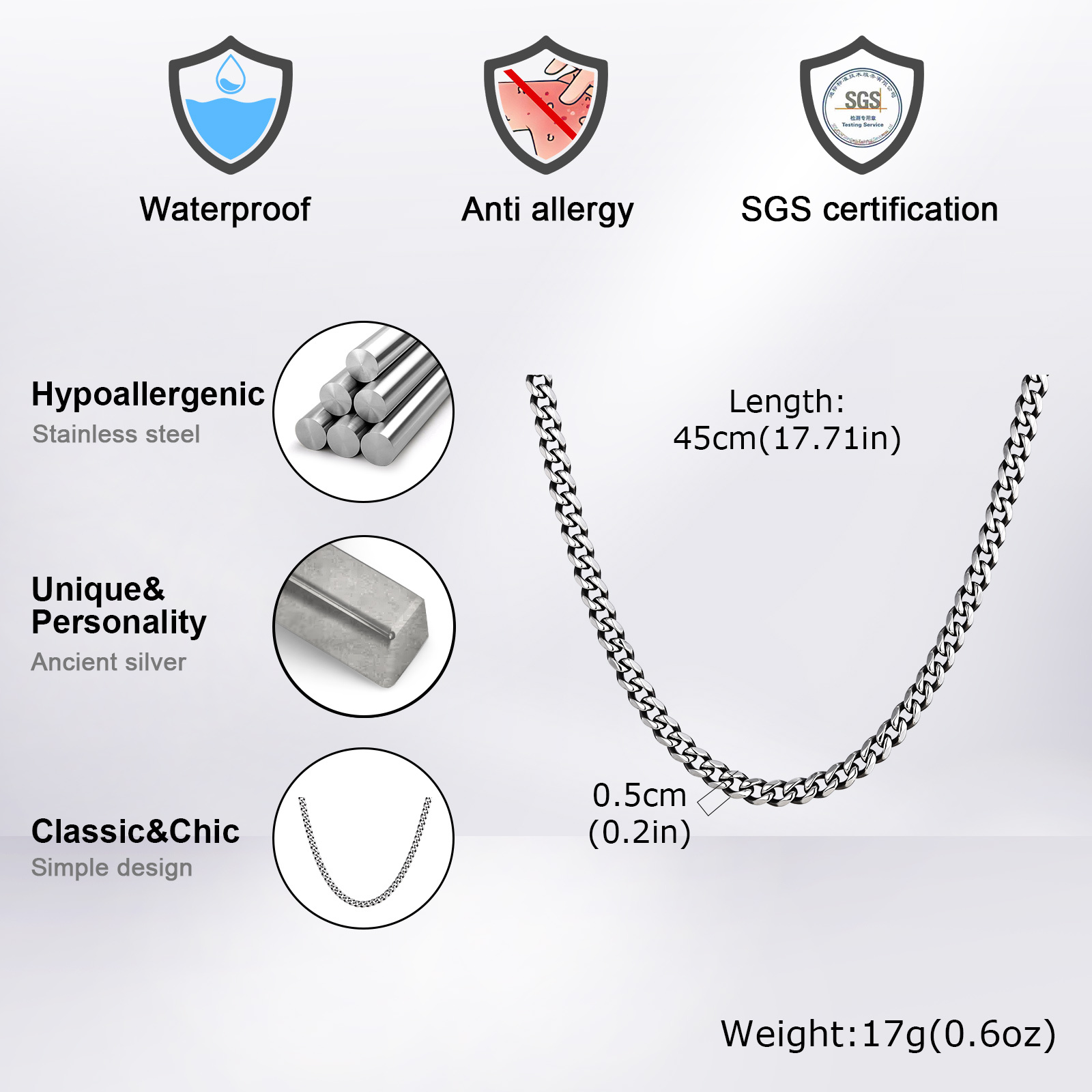 สร้อยคอแบบโซ่คิวบาสไตล์พังก์คล - Cuban Link Chain 12Mm บทวิจารณ์และราคา
