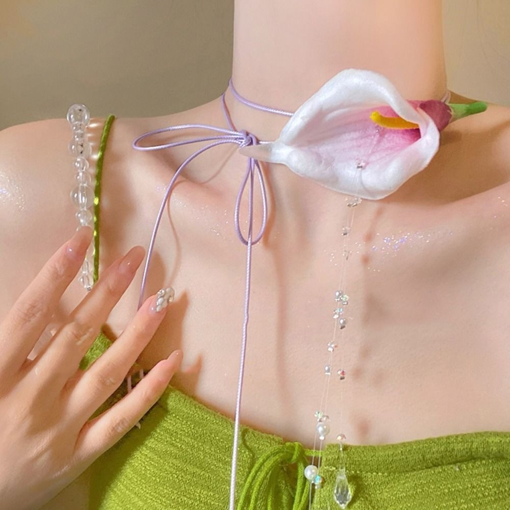 แฟชั่นยุ้ยCalla Lilyลูกปัดจี้V - Pearl Choker Necklace Vintage บทวิจารณ์และราคา