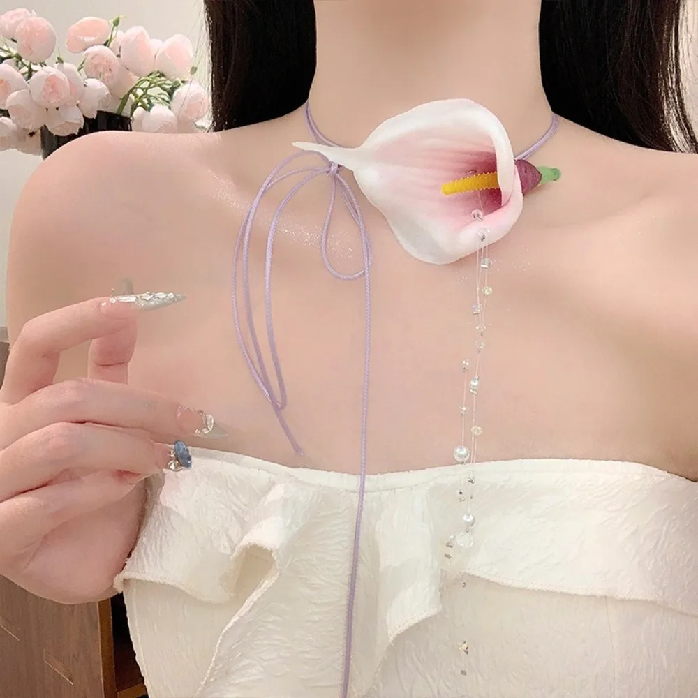 แฟชั่นยุ้ยCalla Lilyลูกปัดจี้V - Pearl Choker Necklace Vintage บทวิจารณ์และราคา